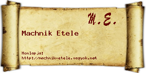 Machnik Etele névjegykártya